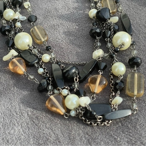 SET ❤️ Lia Sophia Pearl, Black Beaded & Silver Bracelet & Multi Strand Necklace - Picture 3 of 6